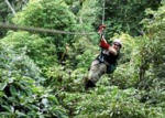 Zipline adventure flying through the jungle canopy